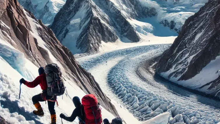 DALL·E 2025-03-23 01.37.30 – A challenging ascent on Mount Aconcagua, showing mountaineers in winter gear trekking up an icy slope. The rugged landscape features glaciers, steep r DALL·E 2025-03-23 01.37.30 - A challenging ascent on Mount Aconcagua, showing mountaineers in winter gear trekking up an icy slope. The rugged landscape features glaciers, steep r